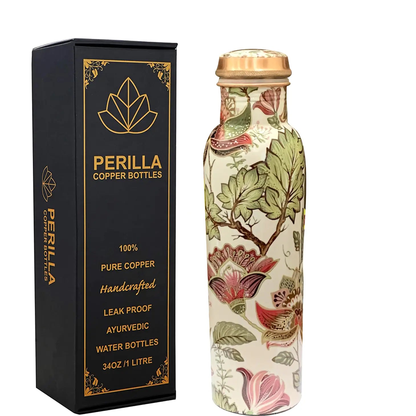 Perilla Home Copper Water Bottle - Assorted colors and patterns