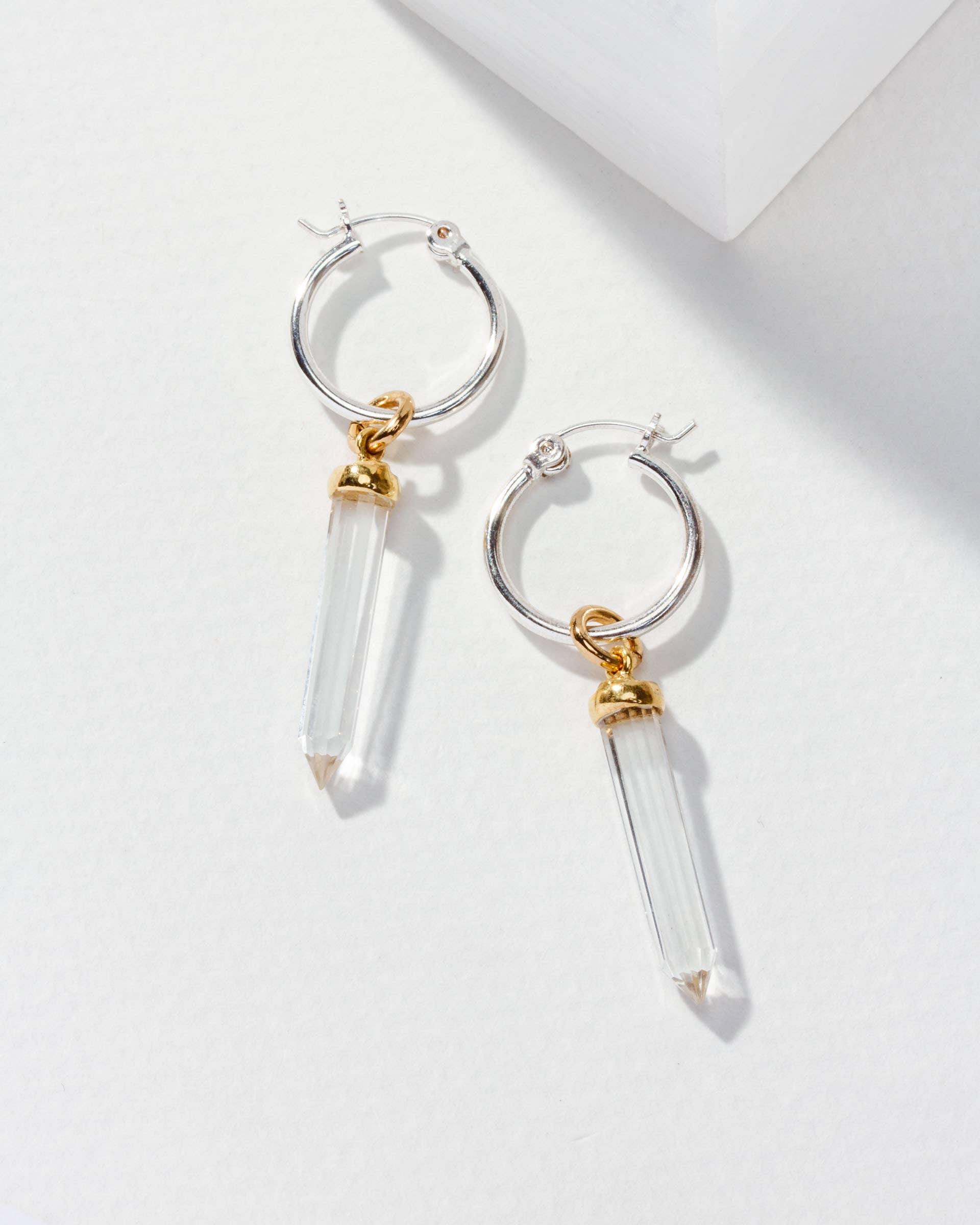 Rayanne Interchangeable Hoop Earrings- Clear Quartz