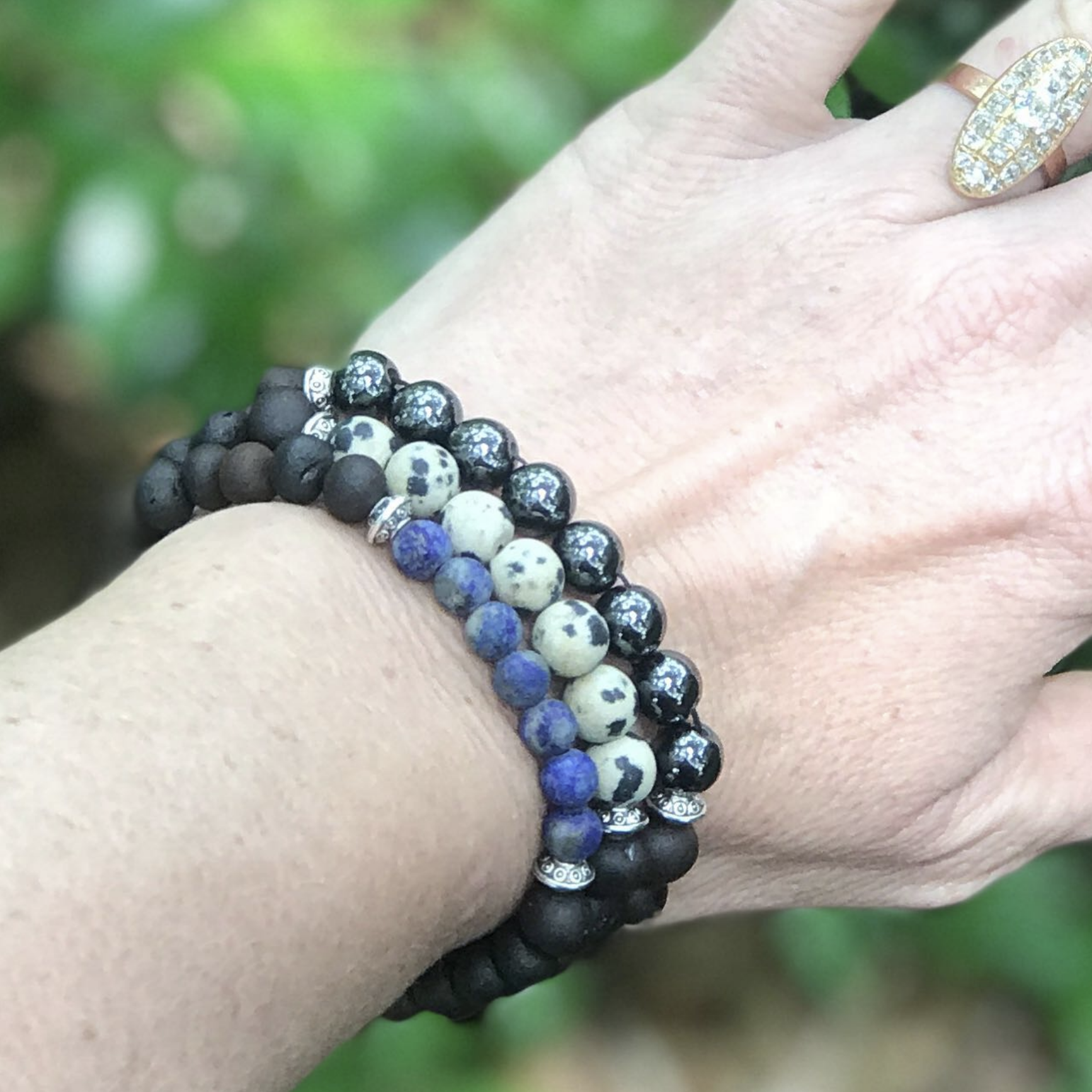 Lotus Flower + High Power Magnetic Hematite Bracelet