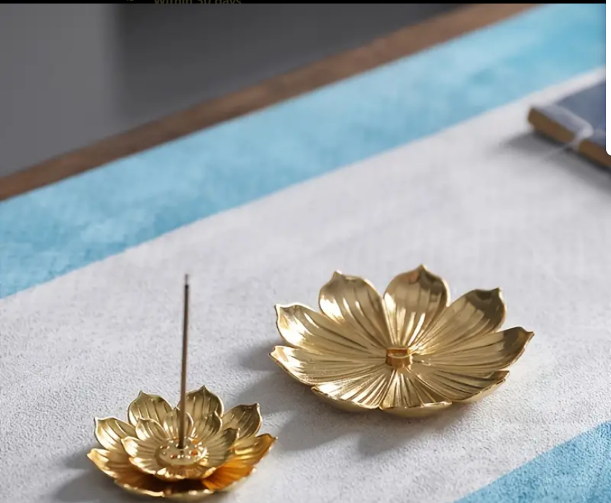 Lotus Shaped Golden Incense Burner Incense Holder Home Decor