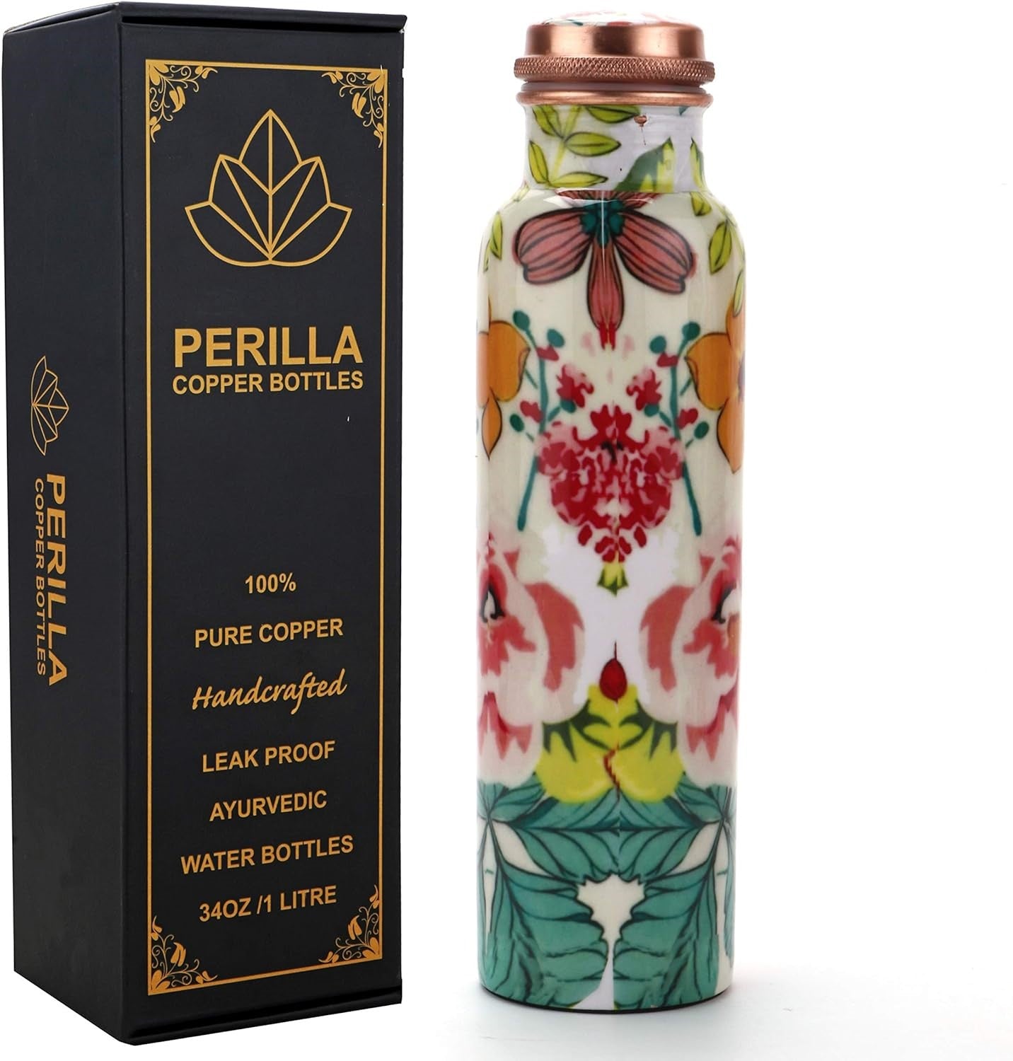 Perilla Home Copper Water Bottle - Assorted colors and patterns