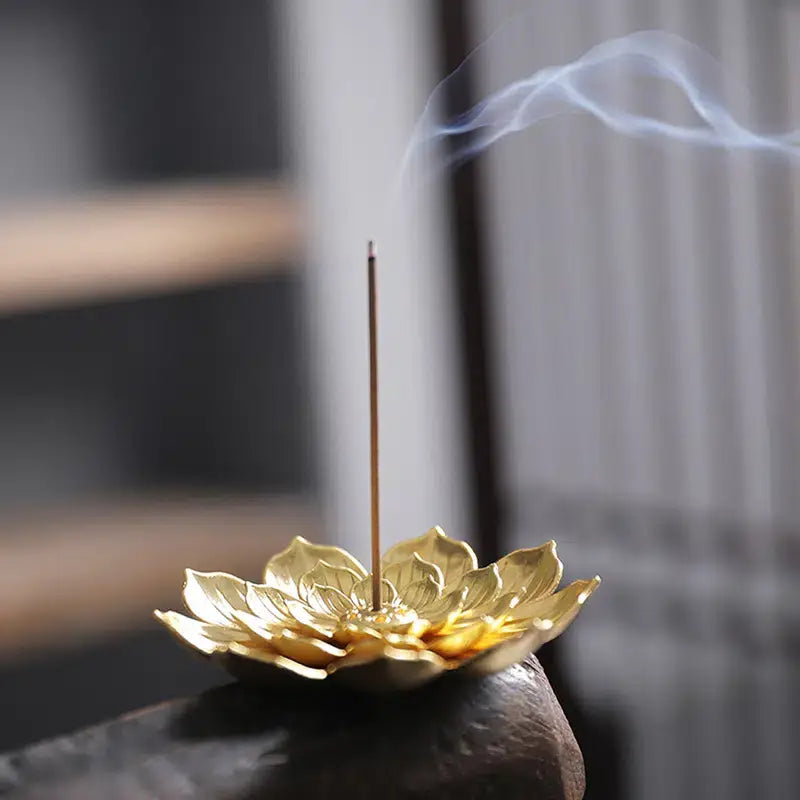 Lotus Shaped Golden Incense Burner Incense Holder Home Decor