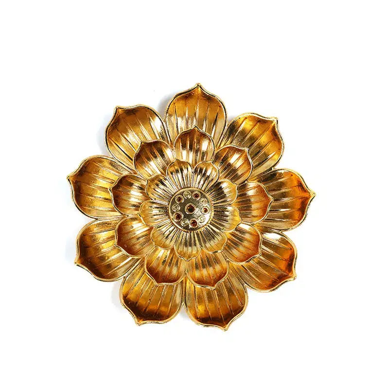 Lotus Shaped Golden Incense Burner Incense Holder Home Decor