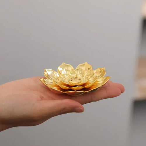Lotus Shaped Golden Incense Burner Incense Holder Home Decor