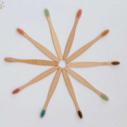 Brosse à dents en bambou naturel à poils souples pour enfants 