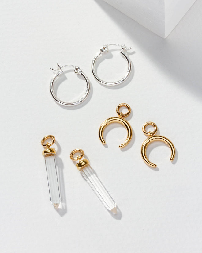 Rayanne Interchangeable Hoop Earrings- Clear Quartz